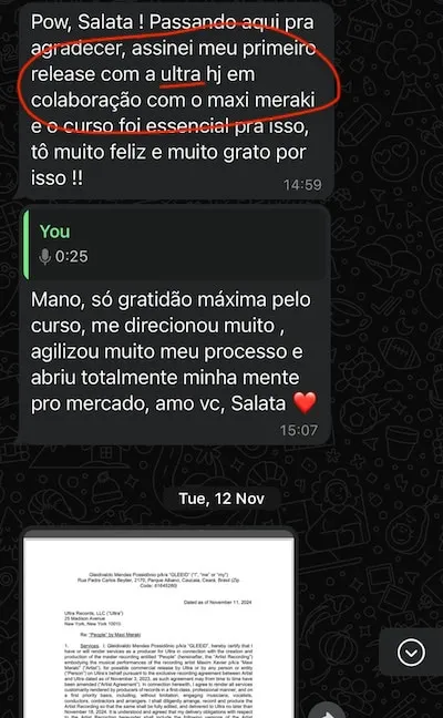 Aluno assinou seu primeiro release em colaboração com o Maxi Meraki e diz que o curso foi essencial para isso.